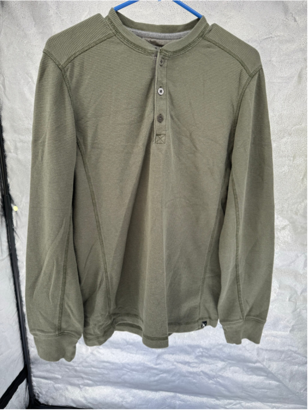 Men's Eddie Bauer Long Sleeve Waffle Henley Shirt Olive Size S